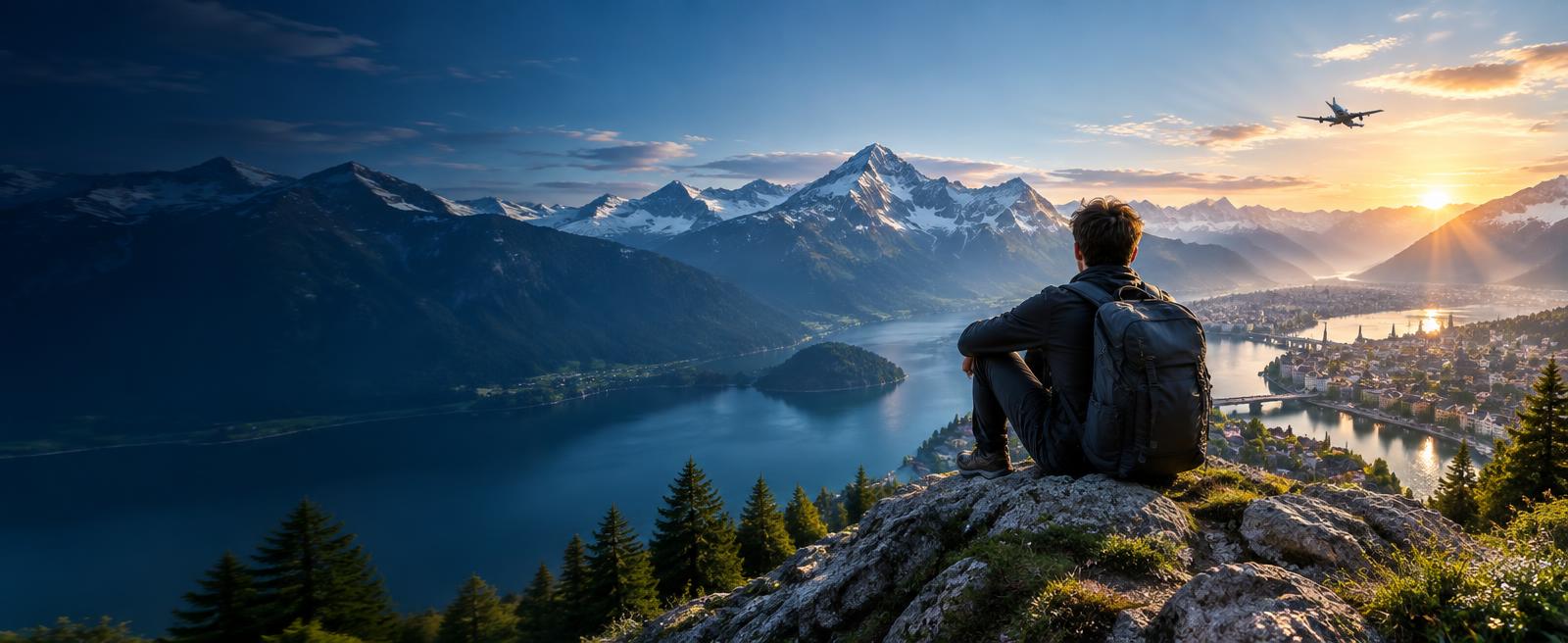 A student viewing a global city and education opportunities